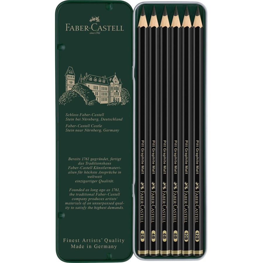 Faber-Castell - Juego de 6 lápices Pitt Graphite Matt