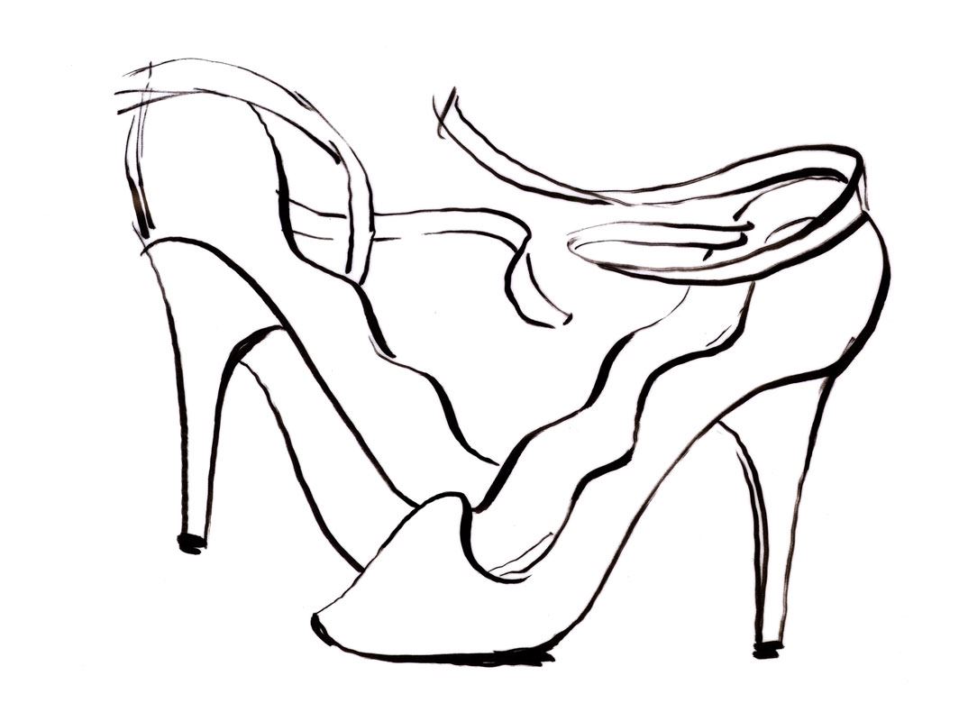 Colouring template (easy and medium): Shoes - Red high heels - Template