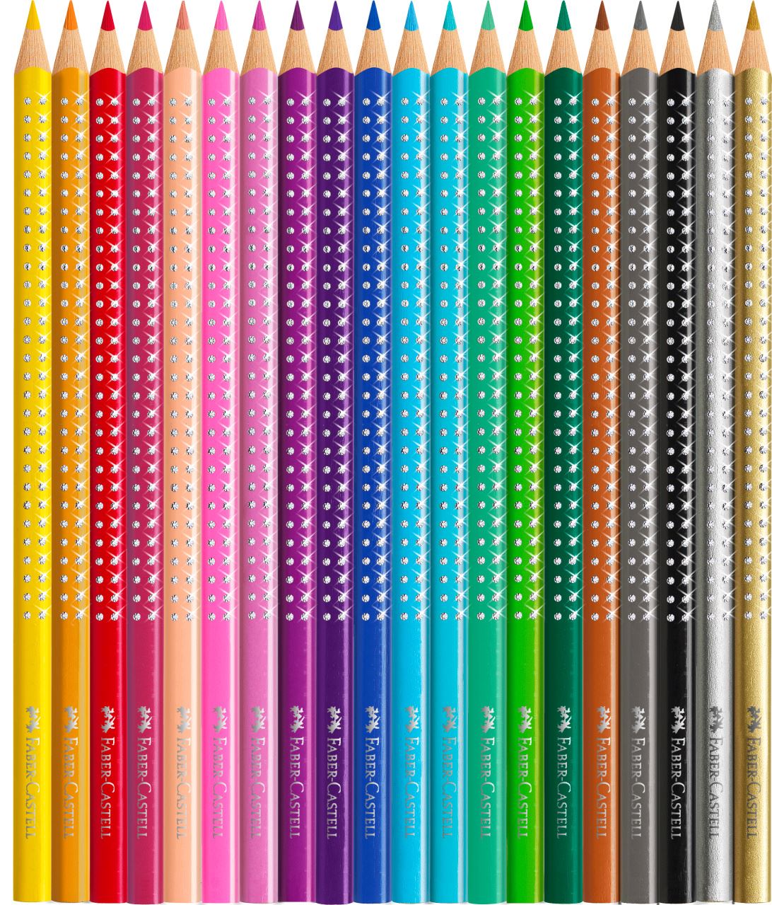 Faber-Castell - Lápiz de colores Sparkle, estuche de metal, 21 piezas