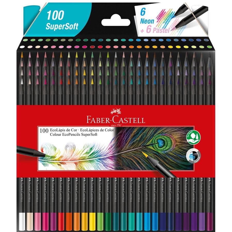 Faber-Castell - Ecolápices de color SuperSoft en estuche de cartón por 100