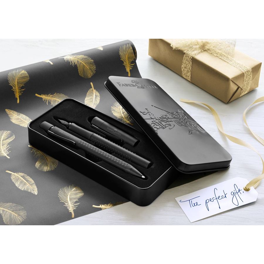 Faber-Castell - Grip Edition All Black, estuche regalo, 2 piezas