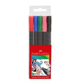 Faber-Castell - Tiralíneas Grip Finepen estuche x5 colores básicos
