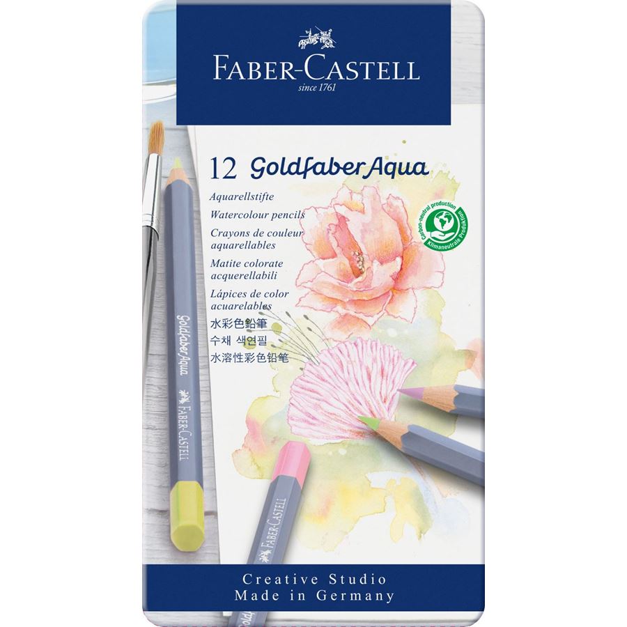 Faber-Castell - Goldfaber Aqua lápices acuarelables, estuche 12 tonos pastel