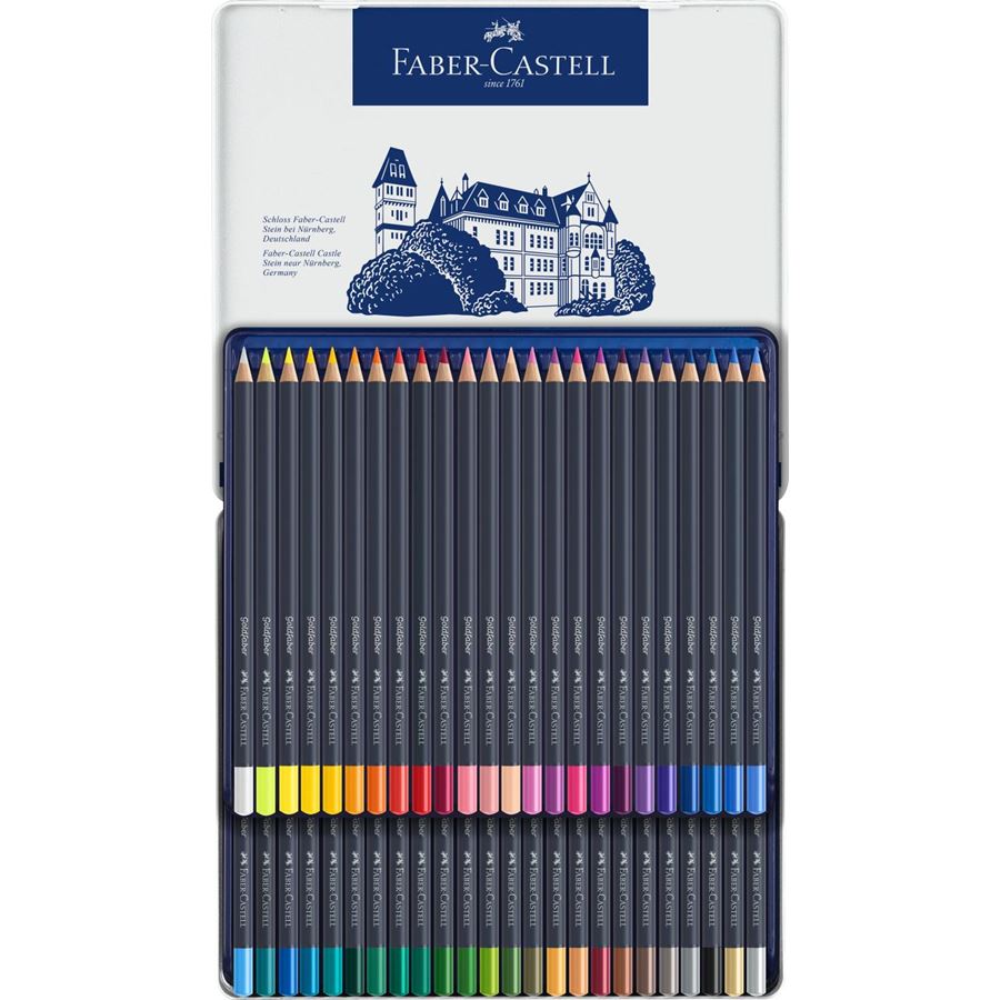 Faber-Castell - Estuche de metal con 48 lápices de color Goldfaber