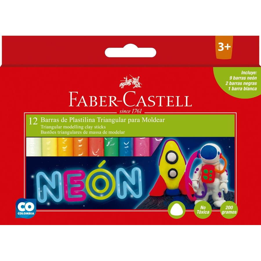 Faber-Castell - Plasticina Jumbo neón x12 colores