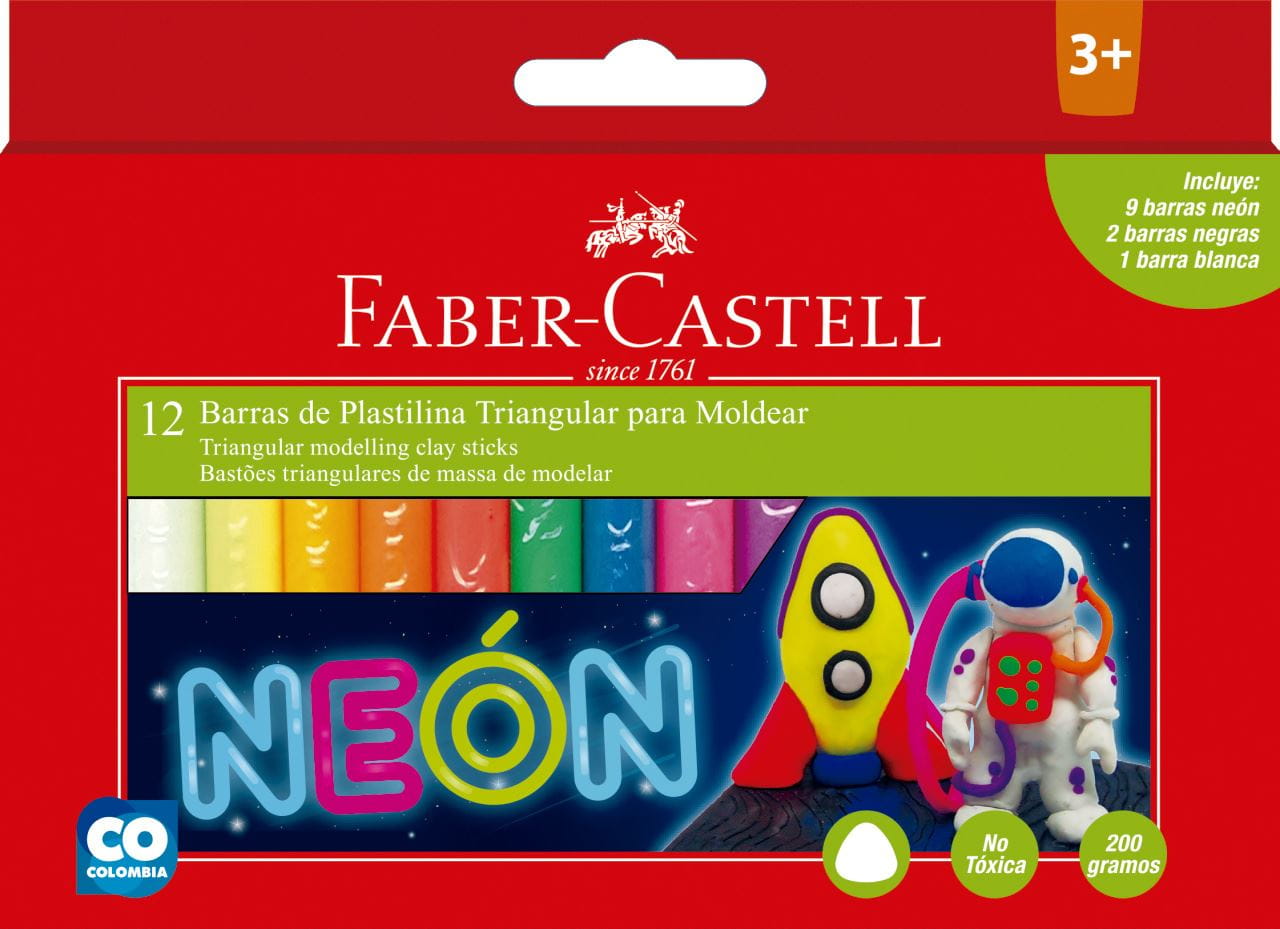 Faber-Castell - Plasticina Jumbo neón x12 colores