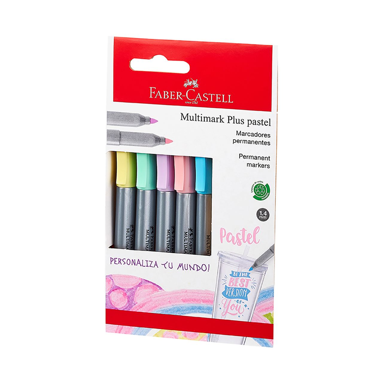 Faber-Castell - Marcador Permanente Multimark Plus 5 colores pastel