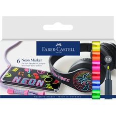 Faber-Castell - Neon Marker, estuche de cartón, 6 colores