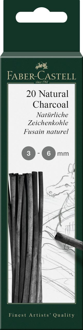 Faber-Castell - Blíster con 20 carboncillos Pitt, 3-6 mm