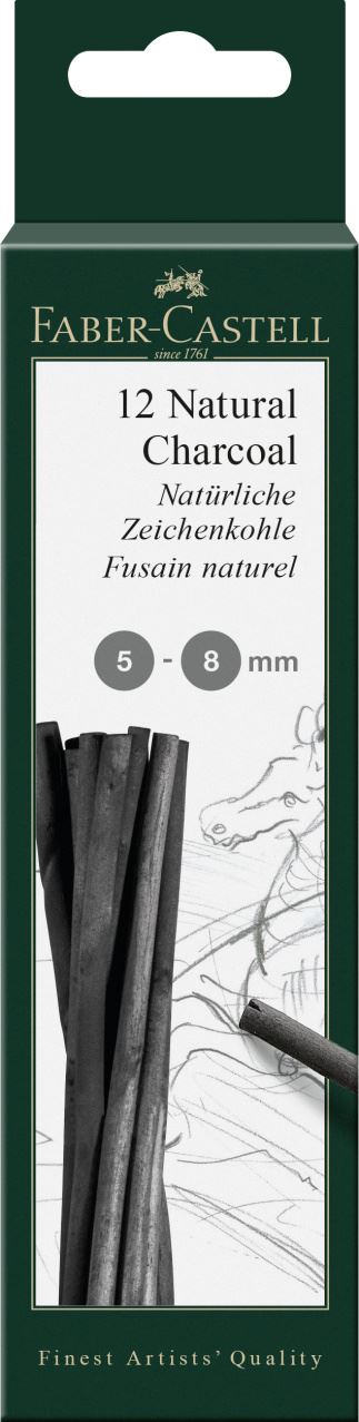 Faber-Castell - Blíster con 12 carboncillos Pitt, 5-8 mm