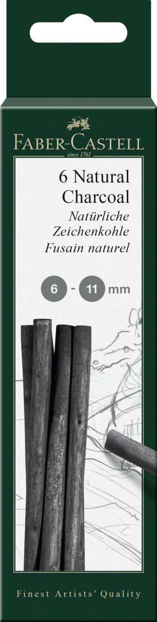 Faber-Castell - Blíster con 6 carboncillos Pitt, 6-11 mm