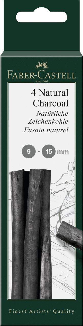 Faber-Castell - Blíster con 4 carboncillos Pitt, 9-15 mm