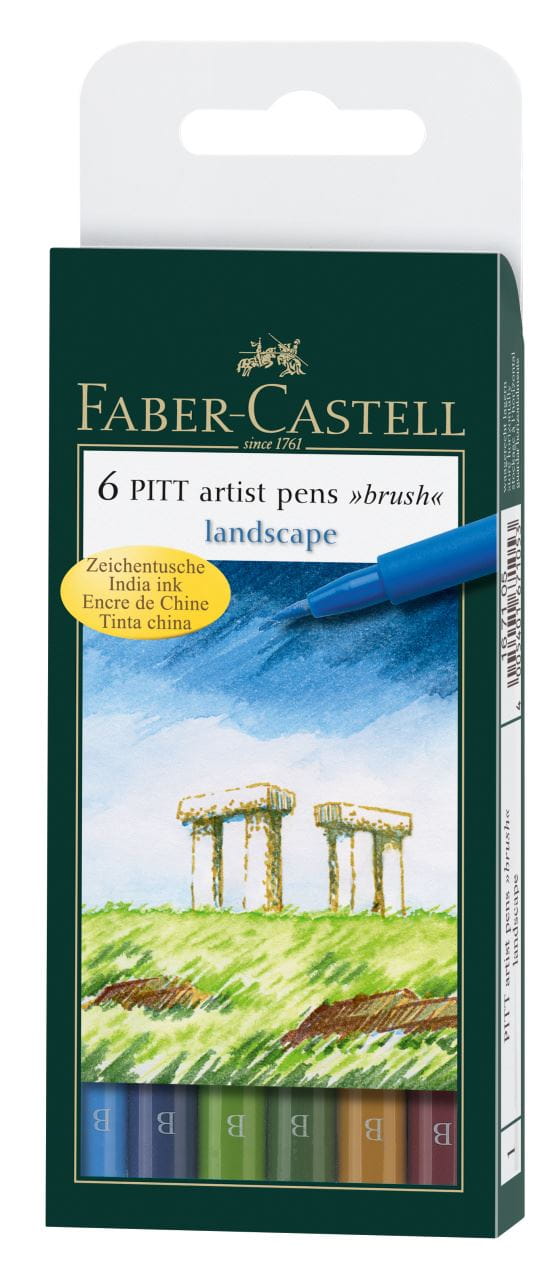 Faber-Castell - Estuche con 6 rotuladores Pitt Artist Pen Brush, paisaje