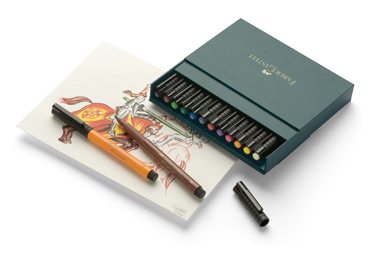 Faber-Castell - Estuche con 12 rotuladores Pitt Artist Pen