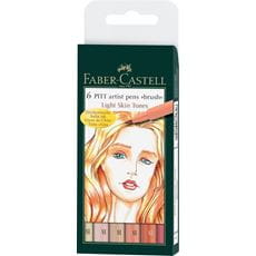 Faber-Castell - Estuche con 6 rotuladores Pitt Artist Pen Brush, tonos piel