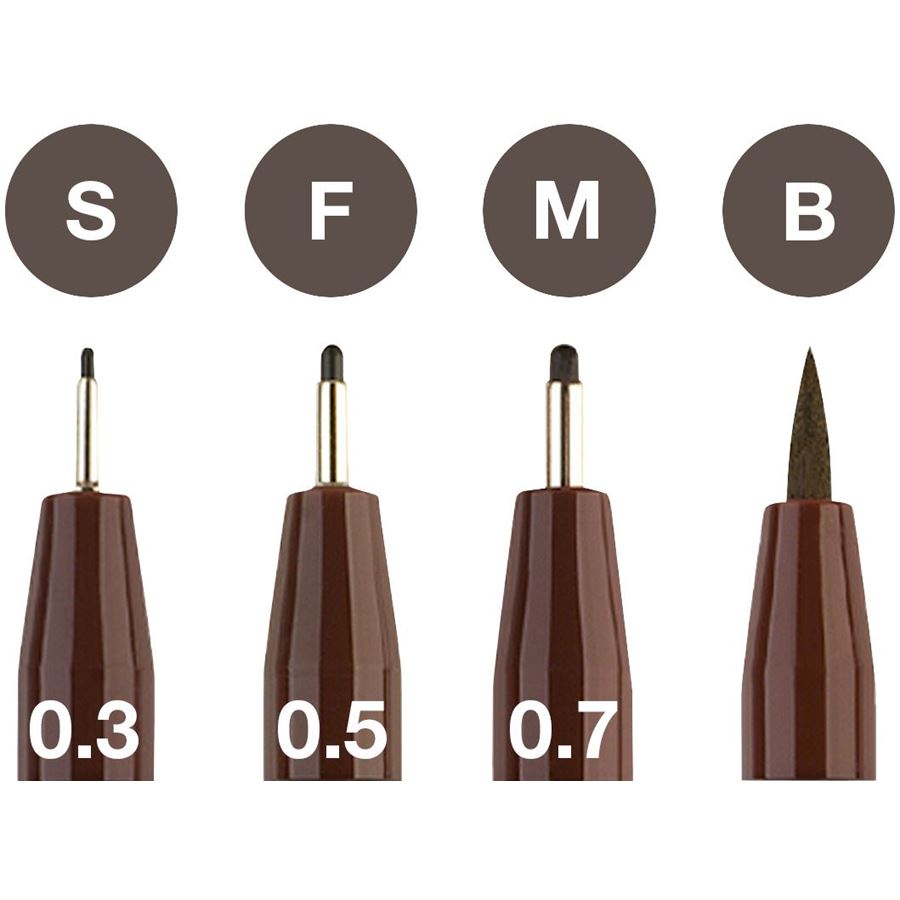 Faber-Castell - Estuche con 4 rotuladores Pitt Artist Pen, sepia oscuro