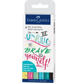 Faber-Castell - Estuche con 6 Pitt Artist Pen Hand Lettering, tonos pastel