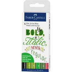 Faber-Castell - Estuche con 6 Pitt Artist Pen Hand Lettering, tonos verdes