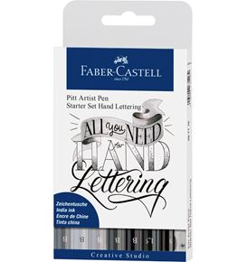 Faber-Castell - Estuche con 8 Pitt Artist Pen Hand Lettering, kit de inicio