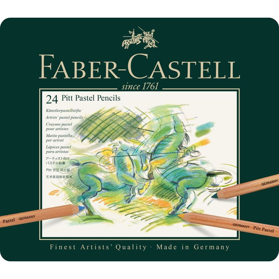 Faber-Castell - Estuche de metal con 24 lápices pastel Pitt
