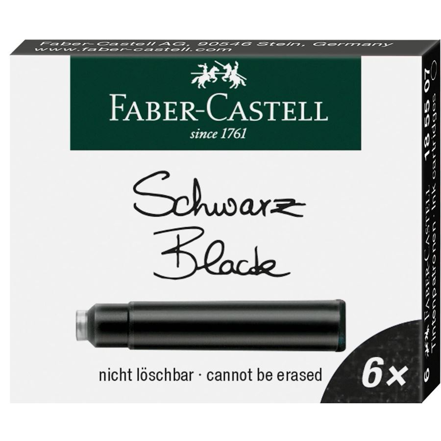 Faber-Castell - Cartuchos de tinta, estándar, 6x negro